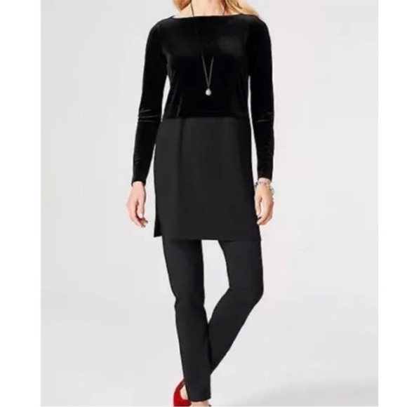 J.JILL BLACK VELVET MIXED MEDIA LONG SLEEVE TUNIC TOP SIZE XL NWT - Picture 2 of 11